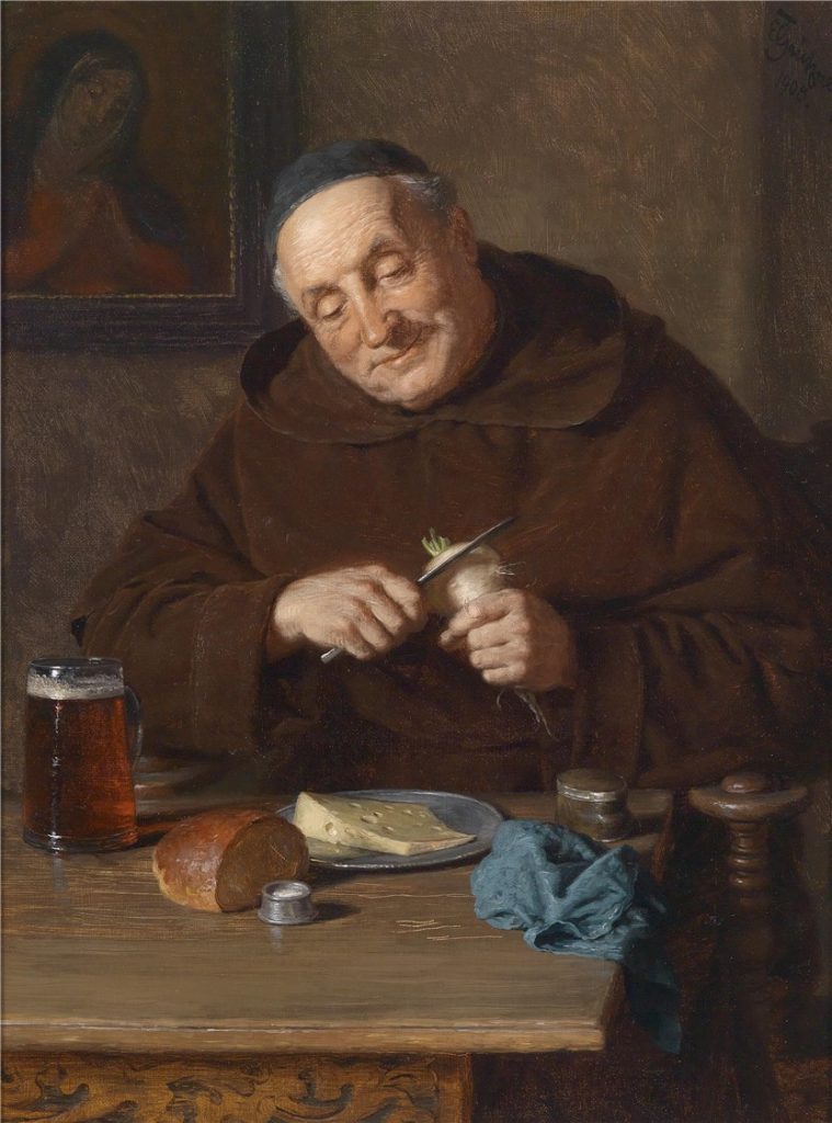 Até na hora de preparar a refeição, a cerveja sempre acompanhou os monges