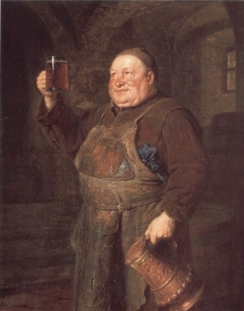 Em todas as pinturas, os monges carregavam pelo menos uma caneca de cerveja ou uma espécie de growler