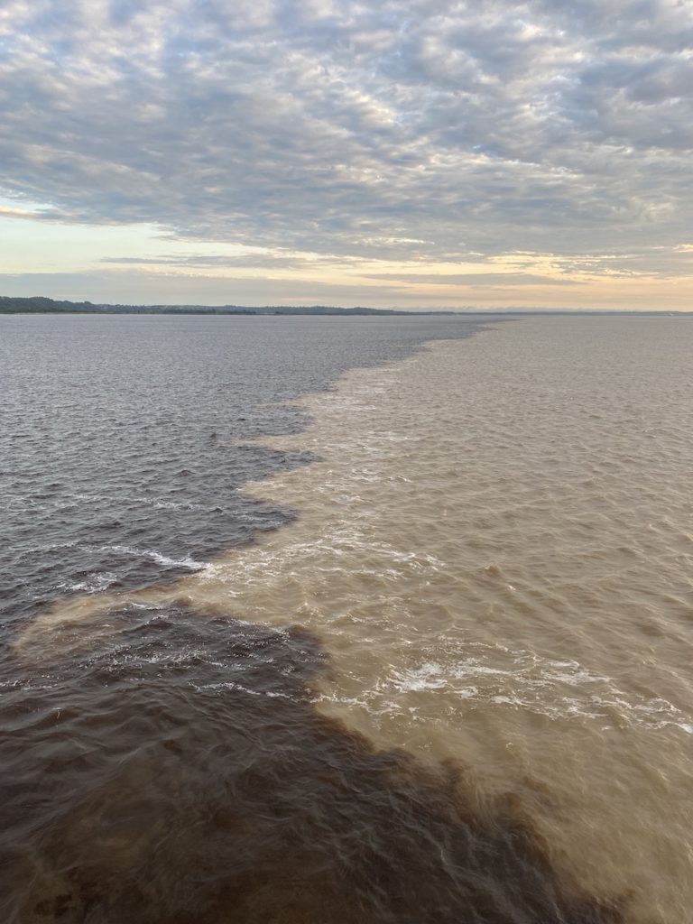 De um lado, o Rio Negro. Do outro, o Rio Solimões. E eles seguem juntos, dessa forma, até o Rio Amazonas - Foto: Cerveja & Gastronomia